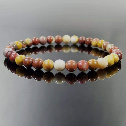 Bracelet extensible en pierre précieuse de jaspe Moukaite, 4-12 mm