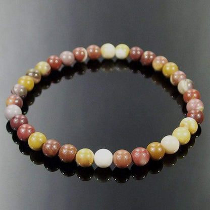 Bracelet extensible en pierre précieuse de jaspe Moukaite, 4-12 mm