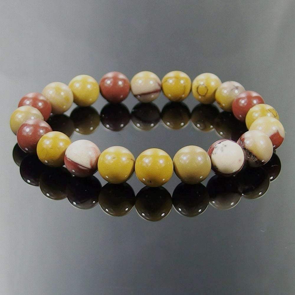 Bracelet extensible en pierre précieuse de jaspe Moukaite, 4-12 mm