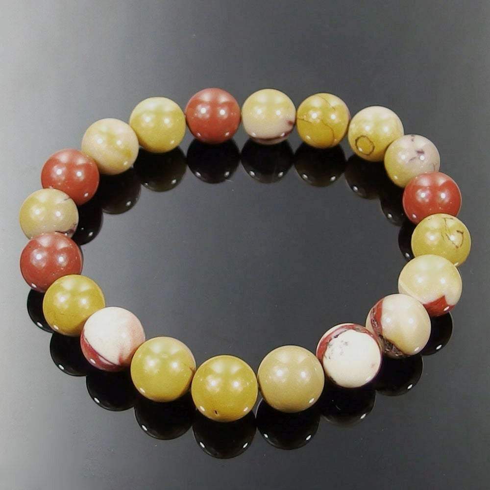 Bracelet extensible en pierre précieuse de jaspe Moukaite, 4-12 mm