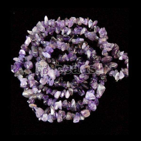 Natural Amethyst Chip Beads, Polished Stone,  5~8mm 34 Inc per strand 