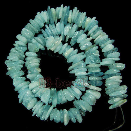 Natural Aquamarine Freeform Rondelle Disk Beads, 3-5x8-13mm 