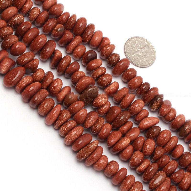 Natural Aventurine beads, Golden Sand Freeform Rondelle Disk Beads 
