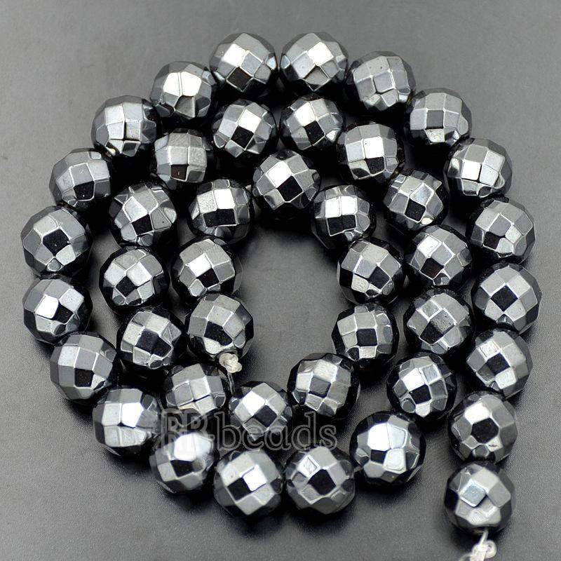 Natural Black Faceted Hematite Beads, Round, 2-10mm 15.5 inch strand 