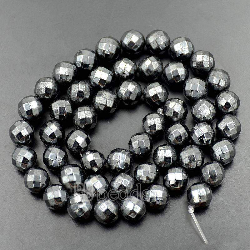 Natural Black Faceted Hematite Beads, Round, 2-10mm 15.5 inch strand 
