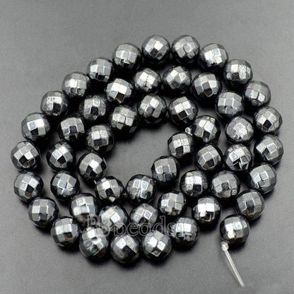 Natural Black Faceted Hematite Beads, Round, 2-10mm 15.5 inch strand 