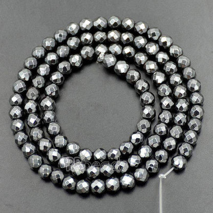 Natural Black Faceted Hematite Beads, Round, 2-10mm 15.5 inch strand 