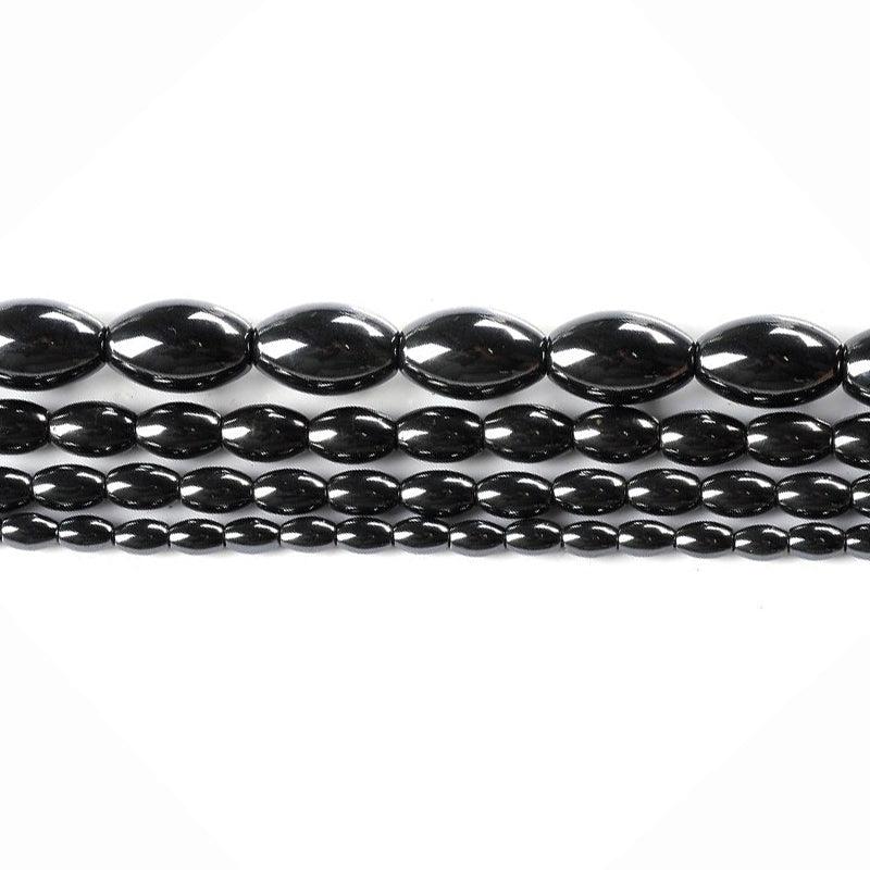 Natural Black Hematite, shape Rice, Oval, Drum, MAGNETIC 