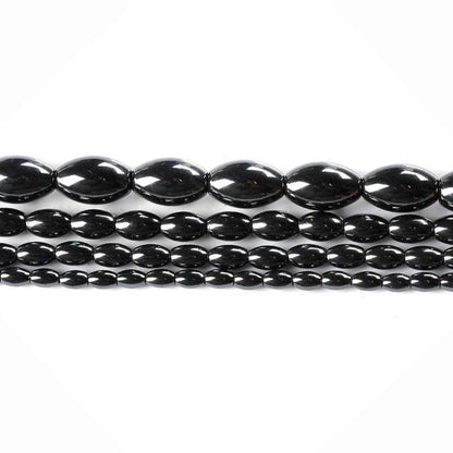 Natural Black Hematite, shape Rice, Oval, Drum, MAGNETIC 