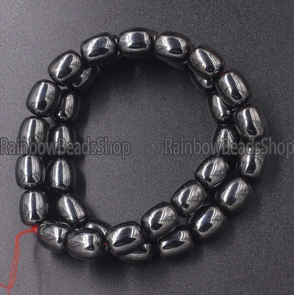Natural Black Hematite, shape Rice, Oval, Drum, MAGNETIC 