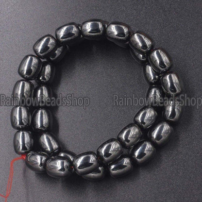 Natural Black Hematite, shape Rice, Oval, Drum, MAGNETIC 