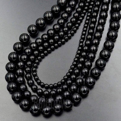 Natural Black Tourmaline beads, Round Jewelry Gemstone Spacer Stone Beads, 4mm 6mm 8mm 10mm 12mm 15''5 str. For Jewelry making and Beading 