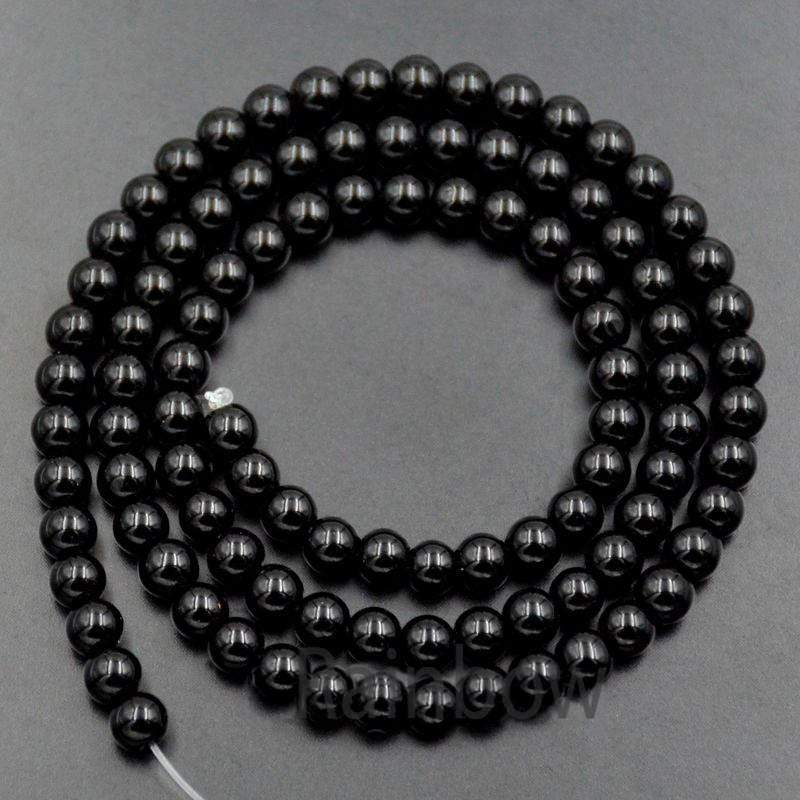 Natural Black Tourmaline beads, Round Jewelry Gemstone Spacer Stone Beads, 4mm 6mm 8mm 10mm 12mm 15''5 str. For Jewelry making and Beading 