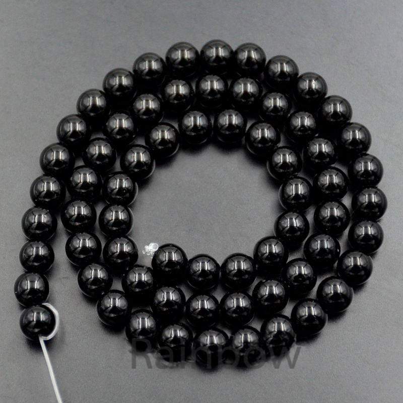 Natural Black Tourmaline beads, Round Jewelry Gemstone Spacer Stone Beads, 4mm 6mm 8mm 10mm 12mm 15''5 str. For Jewelry making and Beading 