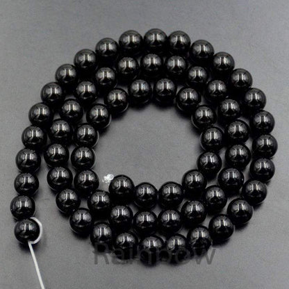 Natural Black Tourmaline beads, Round Jewelry Gemstone Spacer Stone Beads, 4mm 6mm 8mm 10mm 12mm 15''5 str. For Jewelry making and Beading 