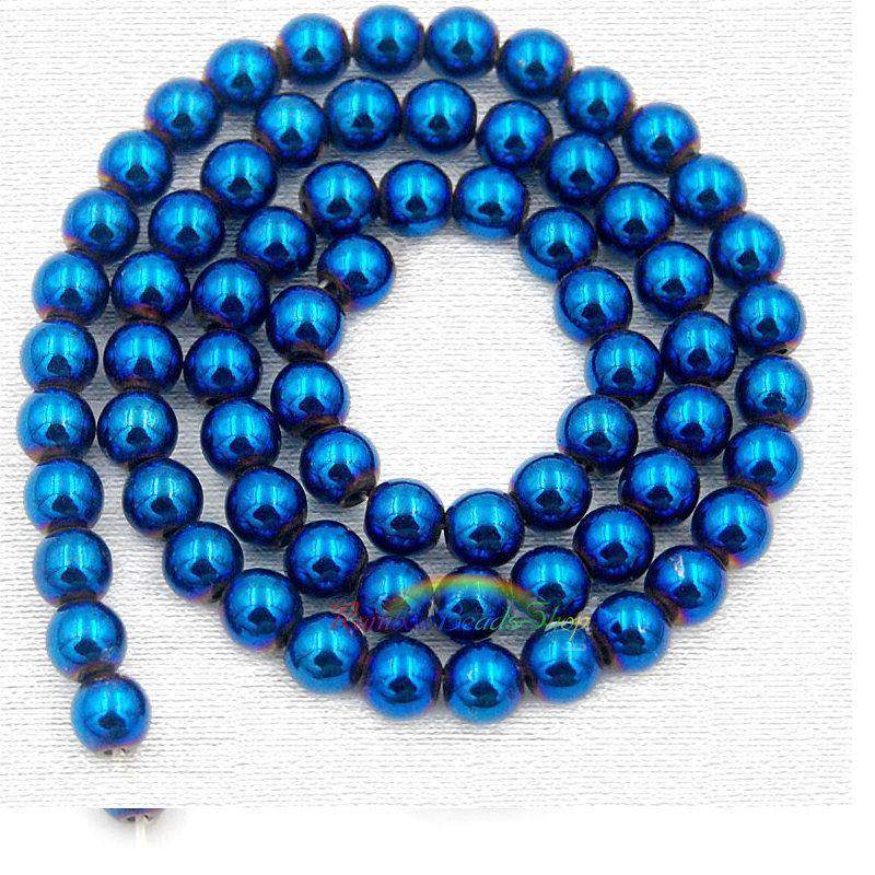 Natural Blue Hematite Beads, 4-10mm Round, 15.5''' full strand 