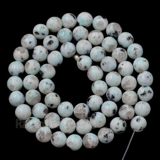 Natural Blue lotus Kiwi Jasper Beads, Round 4-10mm. 15.5'' strand 