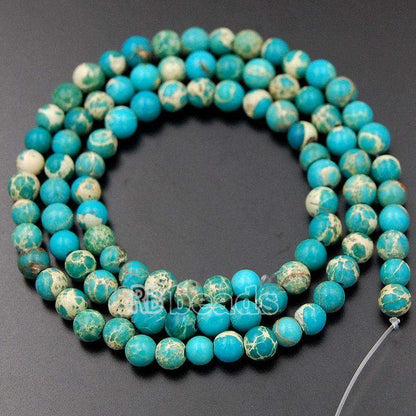 Natural Blue Sea Sediment Jasper Beads, Round 4-10mm, 15.5 strand 