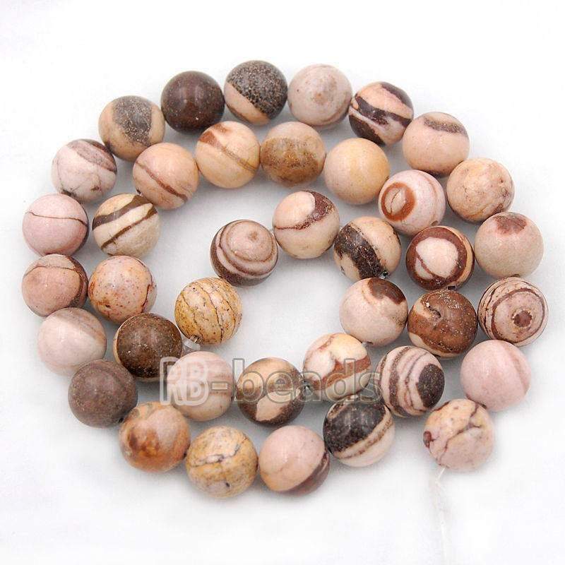 Natural Brown Mexican Zebra Jasper beads, 4-10mm Round, 15.5'' strand 