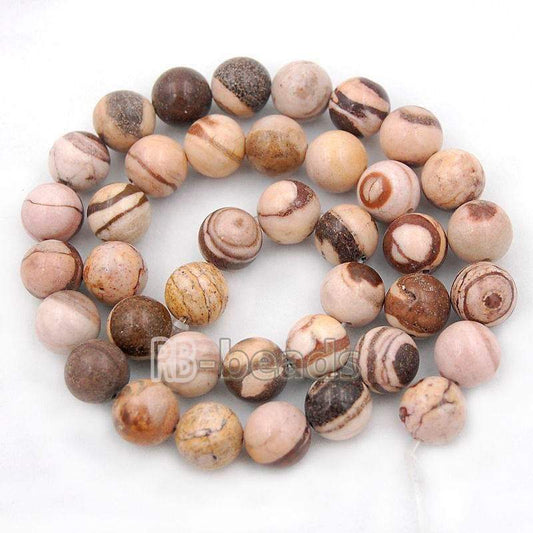 Natural Brown Mexican Zebra Jasper beads, 4-10mm Round, 15.5'' strand 