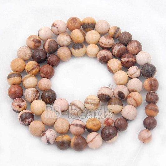 Natural Brown Mexican Zebra Jasper beads, 4-10mm Round, 15.5'' strand 