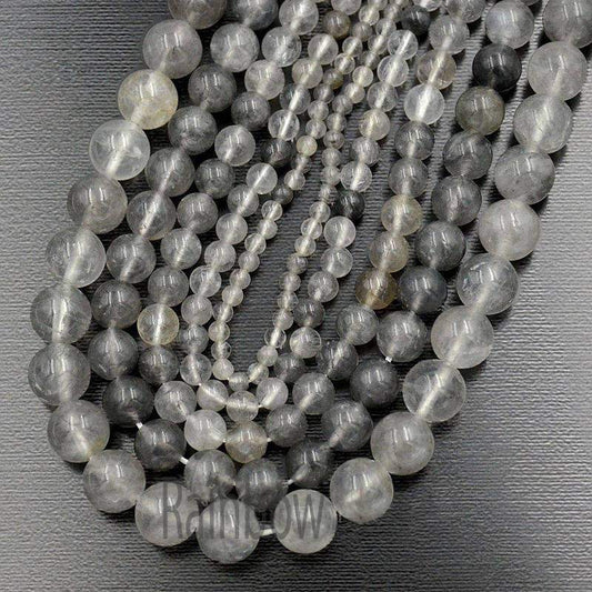 Natural Cloudy Gray Quartz Beads, 4mm 6mm 8mm 10mm 12mm Round Jewelry Gemstone Stone Beads, For Jewelry making and Beading 