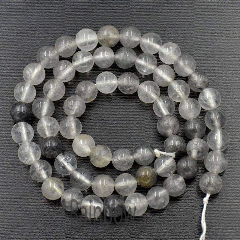Natural Cloudy Gray Quartz Beads, 4mm 6mm 8mm 10mm 12mm Round Jewelry Gemstone Stone Beads, For Jewelry making and Beading 