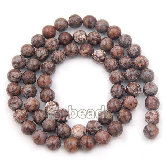 Natural Coffee Jasper Brown Beads, 4-10mm Round Stone, 15.5'' strand 