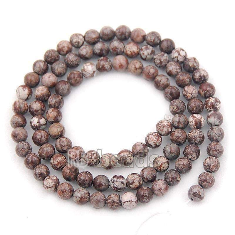 Natural Coffee Jasper Brown Beads, 4-10mm Round Stone, 15.5'' strand 