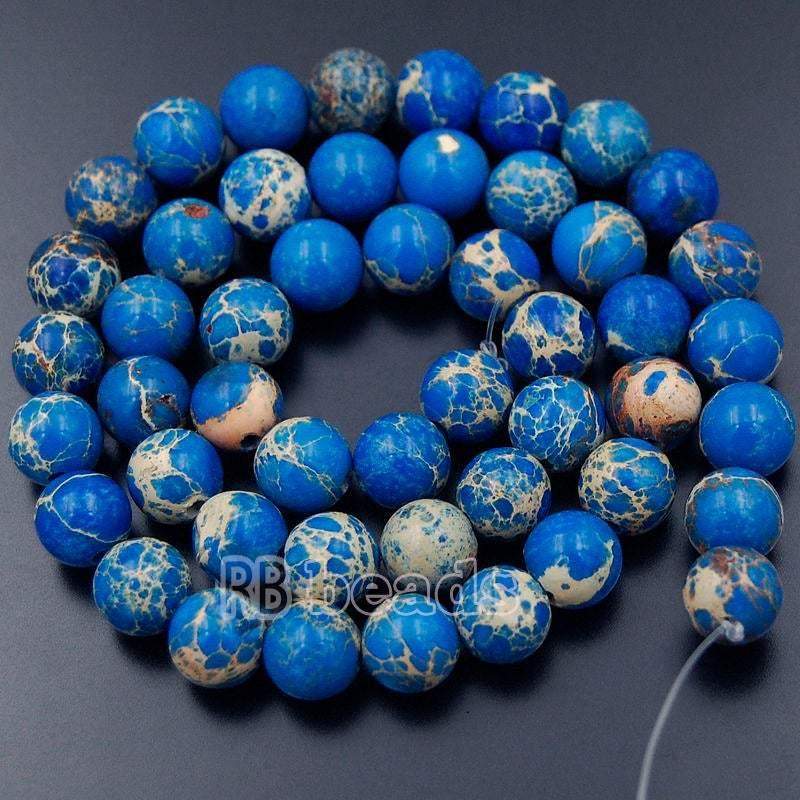 Natural Dark Blue Sea Sediment Jasper Beads, Round 4-12mm, 15.5 str. 
