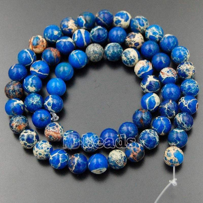 Natural Dark Blue Sea Sediment Jasper Beads, Round 4-12mm, 15.5 str. 