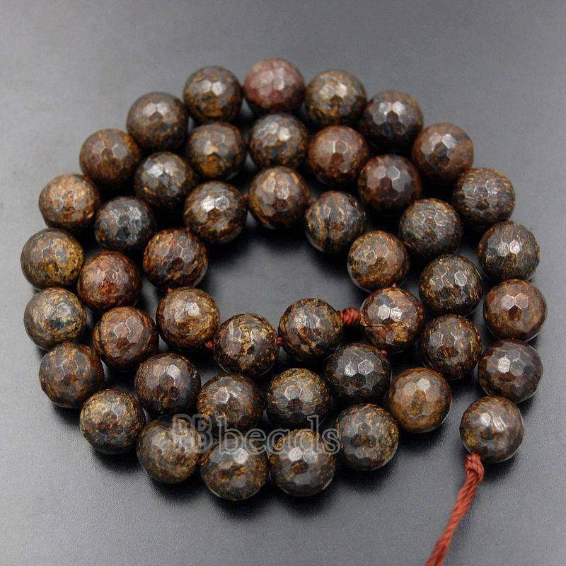 Natural Faceted Brown Bronzite Beads, size 4-8mm , 15.5'' inch strand 
