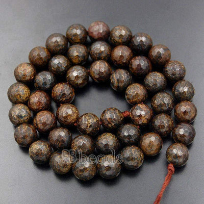 Natural Faceted Brown Bronzite Beads, size 4-8mm , 15.5'' inch strand 