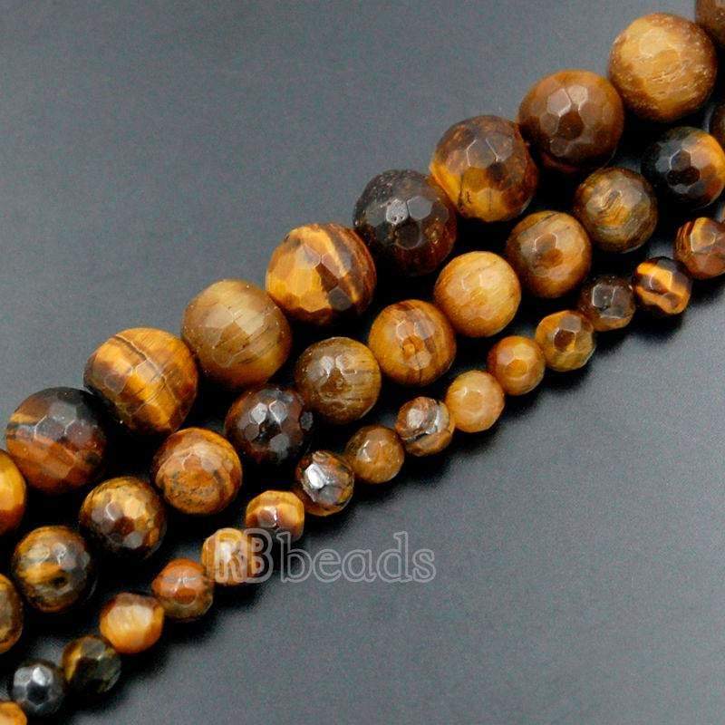 Natural Faceted Brown Yellow Tiger Eye Beads, Gemstone Beads, Jewelry Round Stone Spacer Beads 4mm 6mm 8mm 10mm 