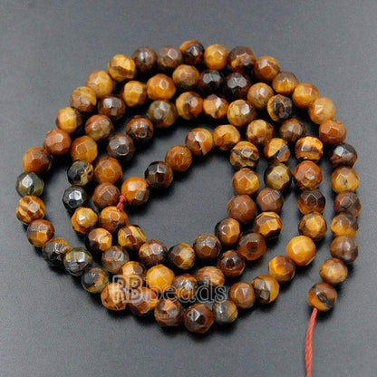 Natural Faceted Brown Yellow Tiger Eye Beads, Gemstone Beads, Jewelry Round Stone Spacer Beads 4mm 6mm 8mm 10mm 