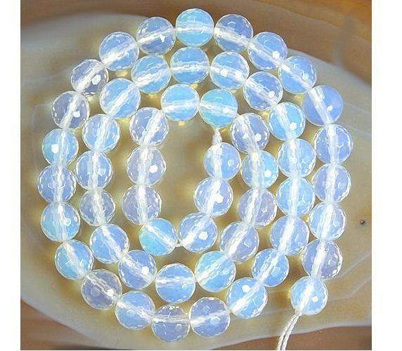 Natural Faceted Clear White Opalite Beads 4mm 6mm 8mm 10mm Gemstone Beads, Stone Round Natural Beads, 15''5 strand 