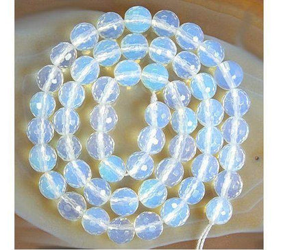 Natural Faceted Clear White Opalite Beads 4mm 6mm 8mm 10mm Gemstone Beads, Stone Round Natural Beads, 15''5 strand 