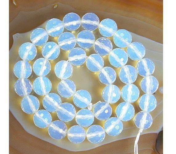 Natural Faceted Clear White Opalite Beads 4mm 6mm 8mm 10mm Gemstone Beads, Stone Round Natural Beads, 15''5 strand 