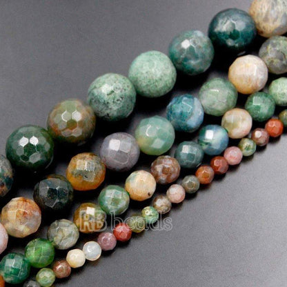 Natural Faceted Indian Agate Beads, Round, 4-12mm, 15.5" full strand 