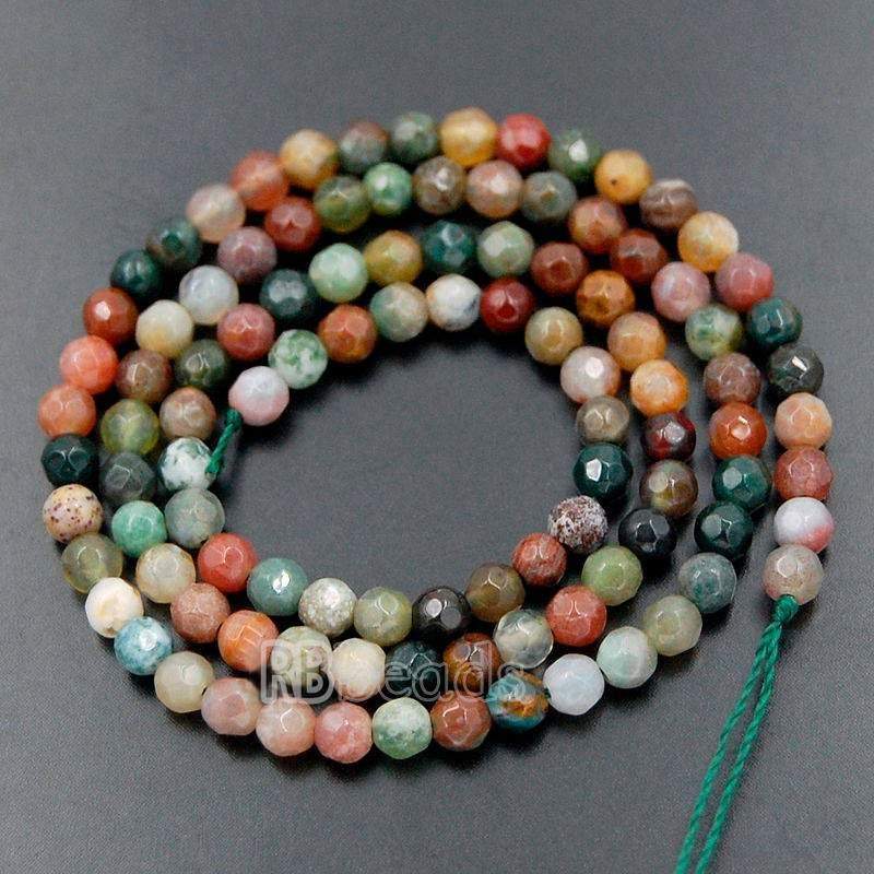 Natural Faceted Indian Agate Beads, Round, 4-12mm, 15.5" full strand 