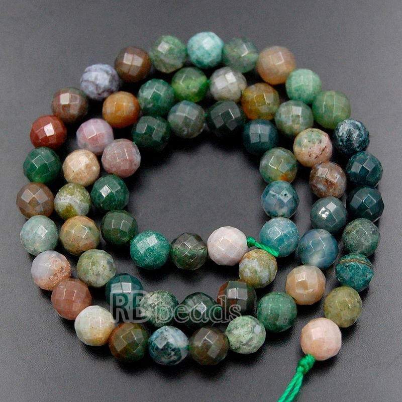 Natural Faceted Indian Agate Beads, Round, 4-12mm, 15.5" full strand 