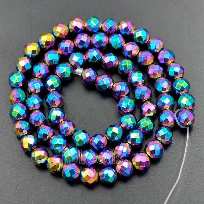 Natural Faceted Multi Color Hematite Beads, Round  15.5''' full strand 