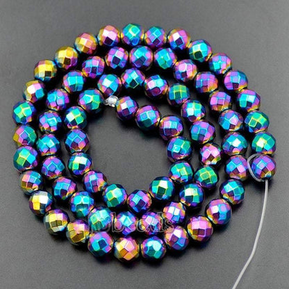 Natural Faceted Multi Color Hematite Beads, Round  15.5''' full strand 