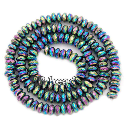 Natural Faceted Multicolor Hematite Rondelle Beads, 2-10mm 16'' strand 