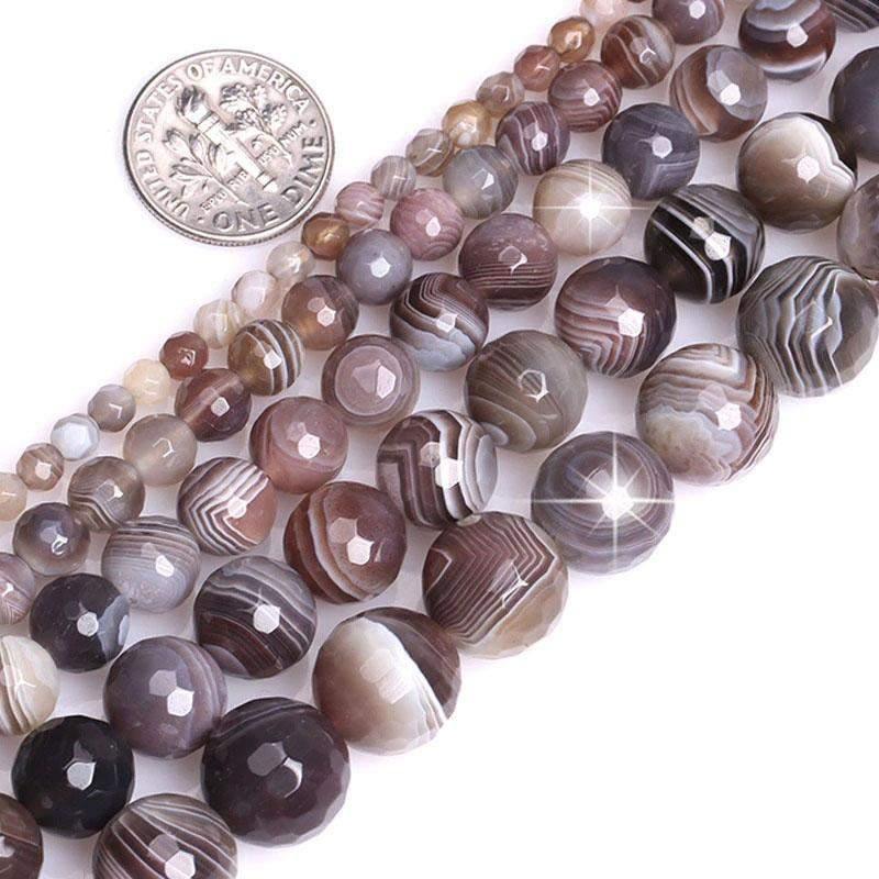 Natural Faceted Persian Botswana Agate Beads, Round 6-14mm 15.5'' str 