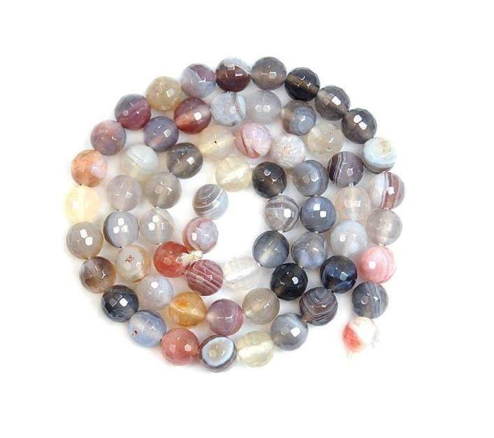 Natural Faceted Persian Botswana Agate Beads, Round 6-14mm 15.5'' str 