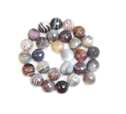 Natural Faceted Persian Botswana Agate Beads, Round 6-14mm 15.5'' str 