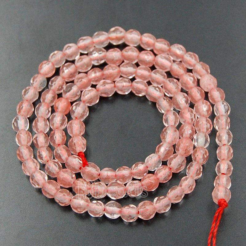 Natural Faceted Rose Cherry Quartz Beads, 4mm 6mm 8mm 10mm 12mm Round Jewelry Gemstone Stone Beads, 15'5 st. For Jewelry making and Beading 