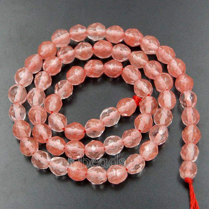 Natural Faceted Rose Cherry Quartz Beads, 4mm 6mm 8mm 10mm 12mm Round Jewelry Gemstone Stone Beads, 15'5 st. For Jewelry making and Beading 