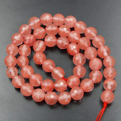 Natural Faceted Rose Cherry Quartz Beads, 4mm 6mm 8mm 10mm 12mm Round Jewelry Gemstone Stone Beads, 15'5 st. For Jewelry making and Beading 